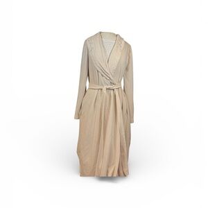 Vintage Shadowline Ivory Quilted Trim Long Robe